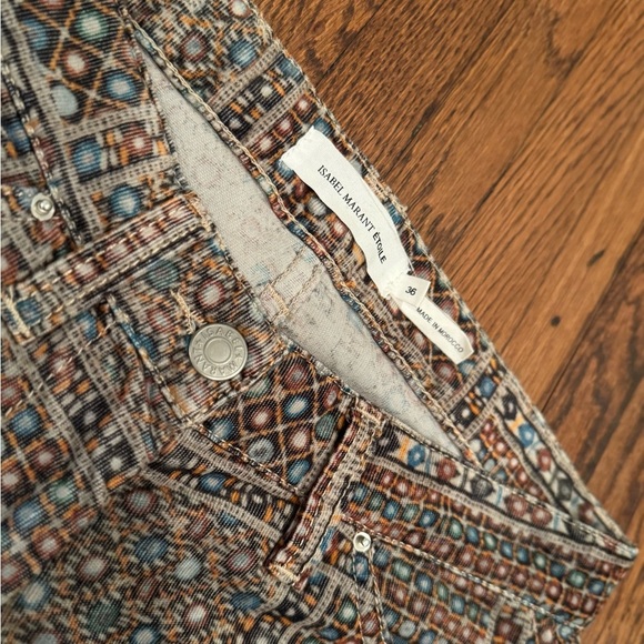 Isabel Marant Etoile Itzel Multicolor Geometric Skinny Corduroy Pants S - Picture 6 of 7